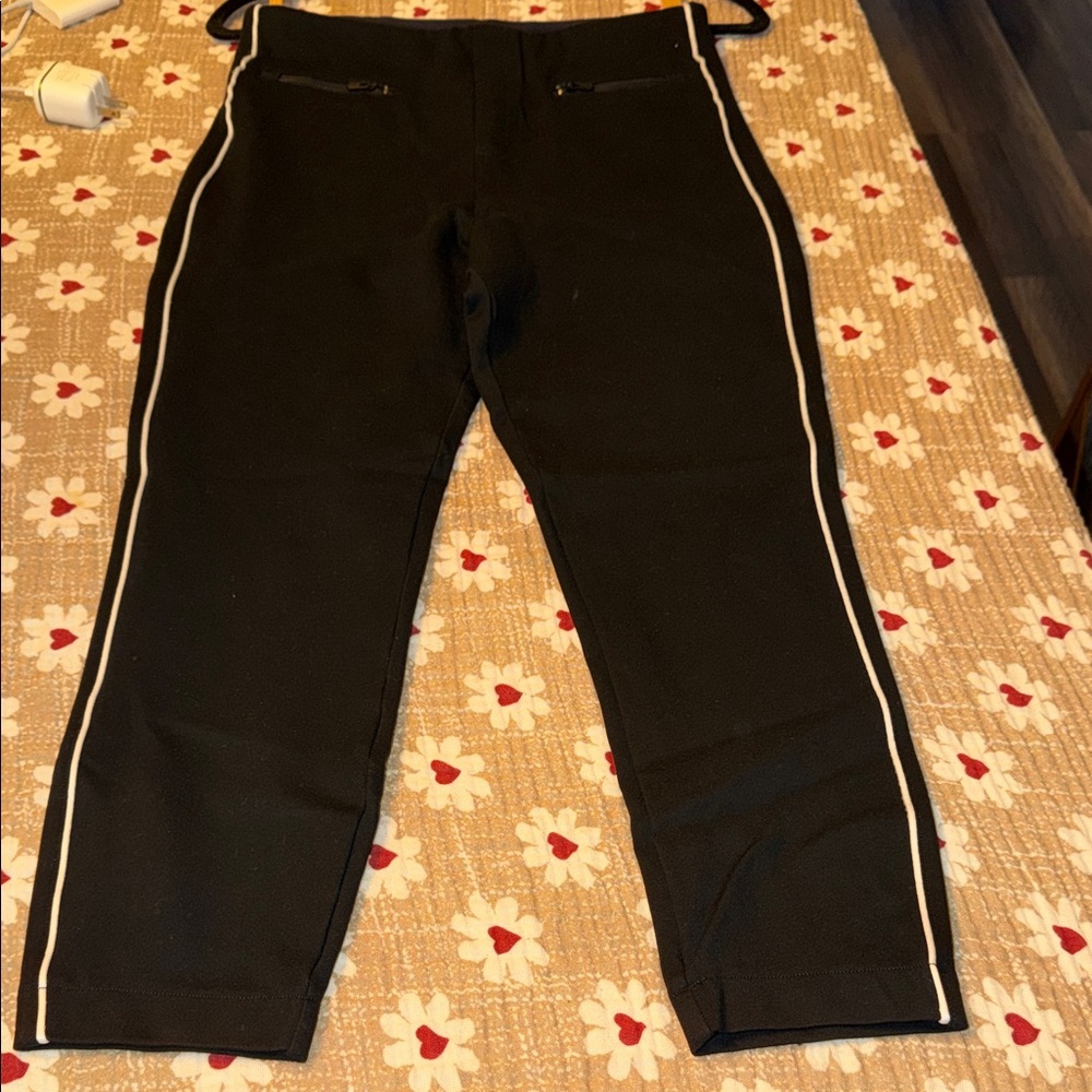 SPANX Black Joggers with White Stripes